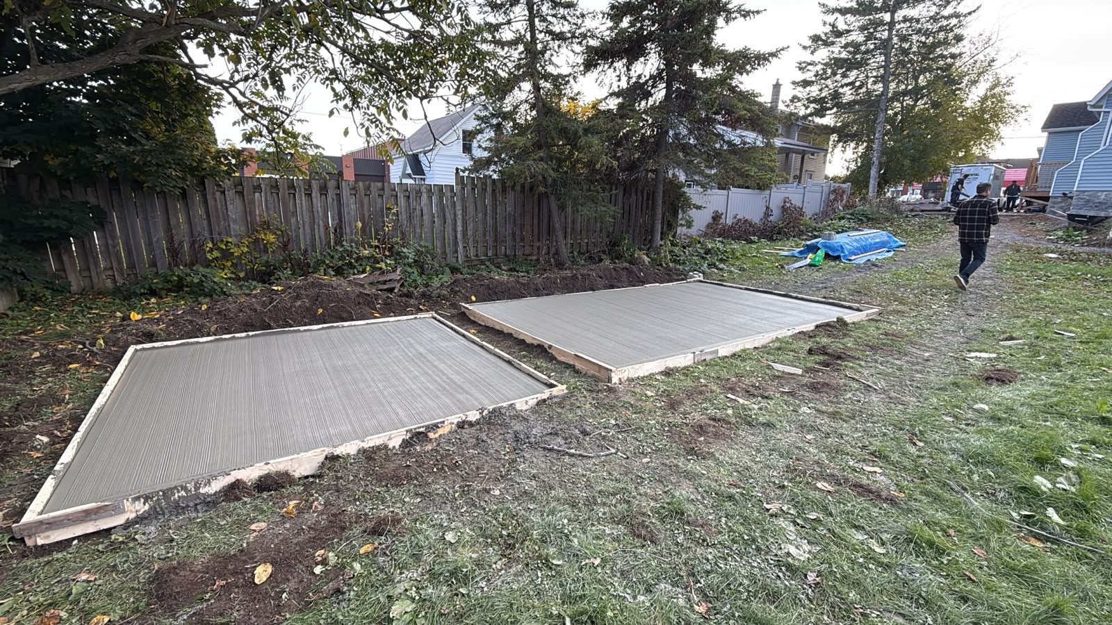 Backyard after: two new concrete slabs